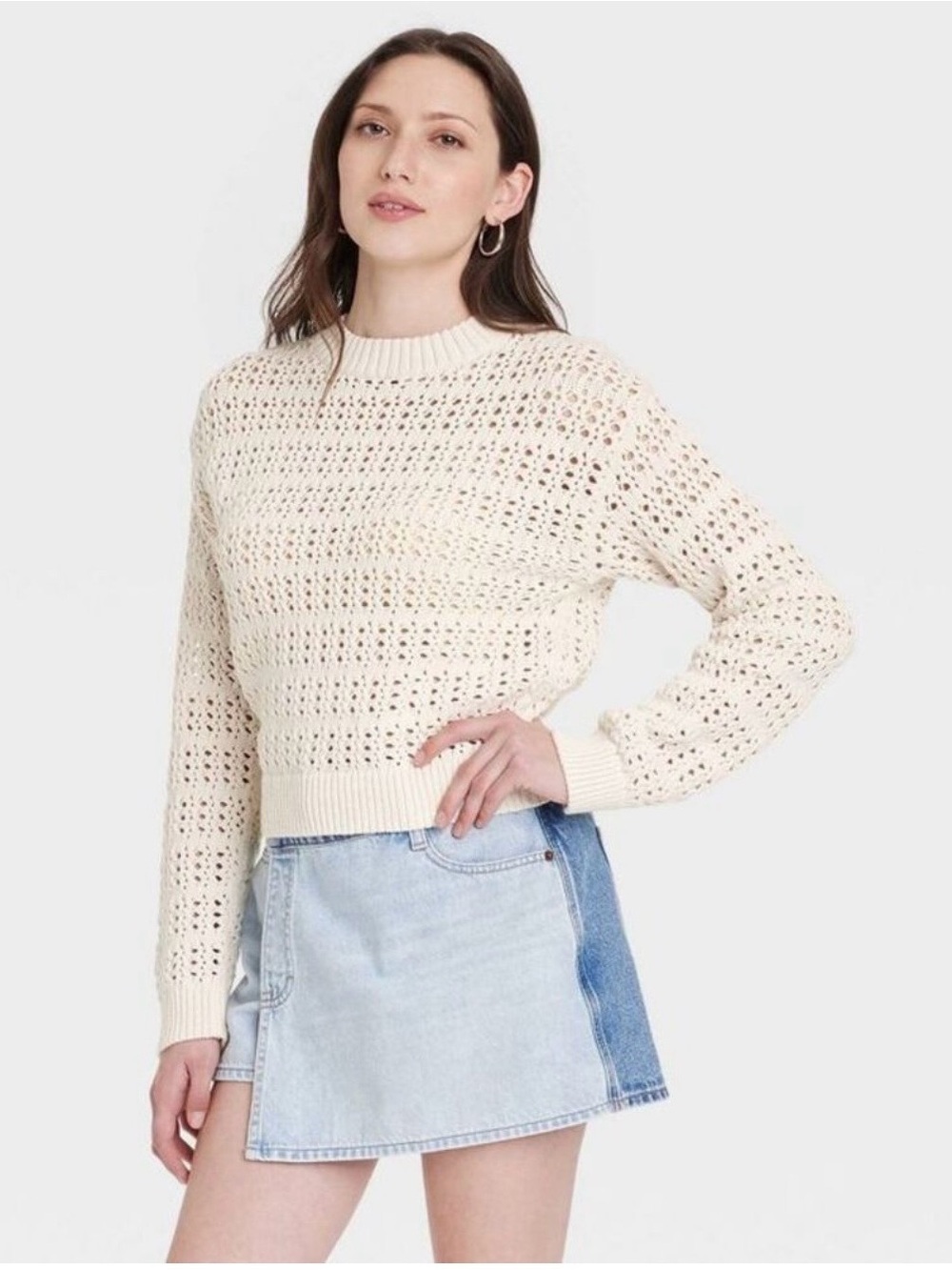 Universal Thread Cream Open-Weave Summer Crewneck Sweater  XXL